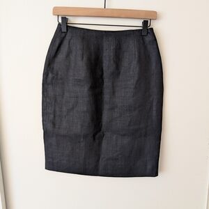 Vintage Abercrombie & Fitch Womens 4 Black 100% Linen Skirt Preppy Classic